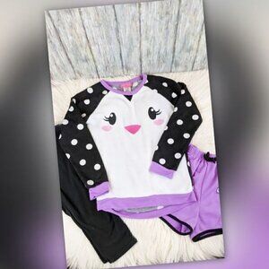 Saint Eve Kids black and Purple Penguin PJs set Kids Girls Medium 10-12